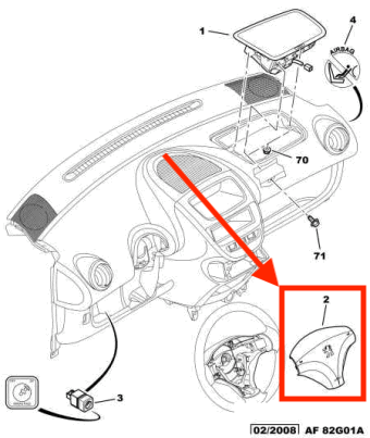 AirBag de Volante (Usado). Peugeot 107
