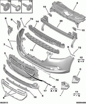Parrilla Inferior Defensa Delantera. Peugeot 301 2013-2017