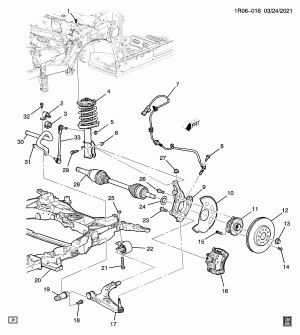 Barra Estabilizadora Suspensión Delantera. Chevrolet Cruze 2016-2018