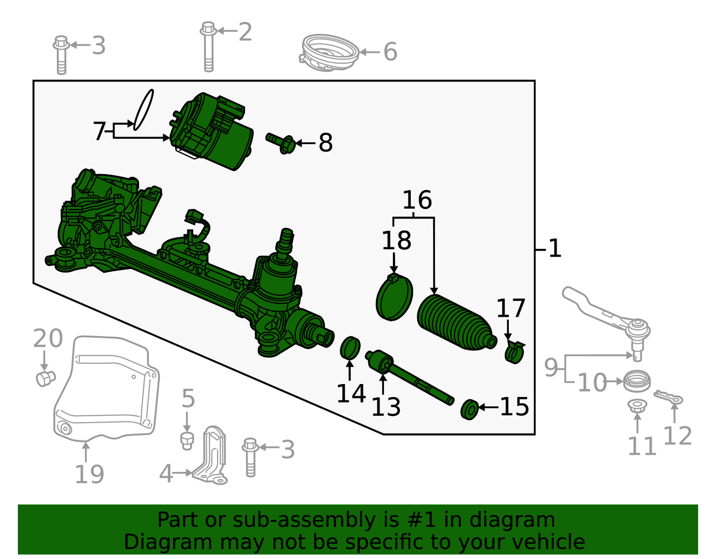 Cremallera de Dirección 53624-THR-A40. Honda Odyssey 2018–2020