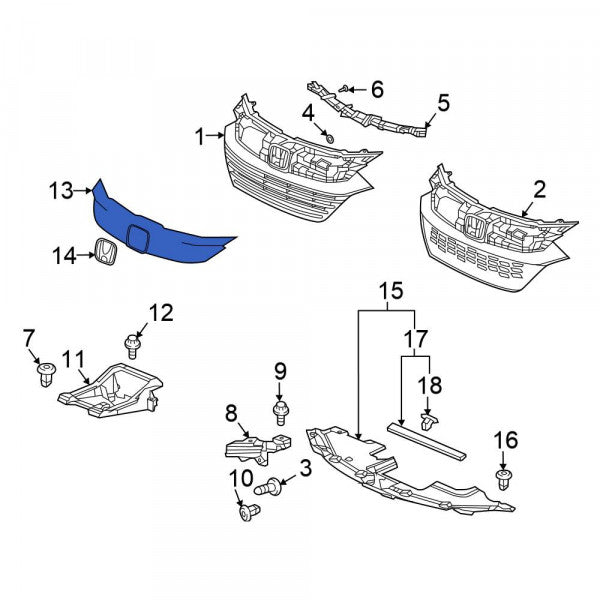Moldura Cromada Parrilla Frontal. Honda HR-V 2019-2022