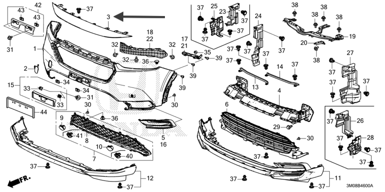 Moldura central superior de Defensa Delantera. HONDA HR-V 2022-2023