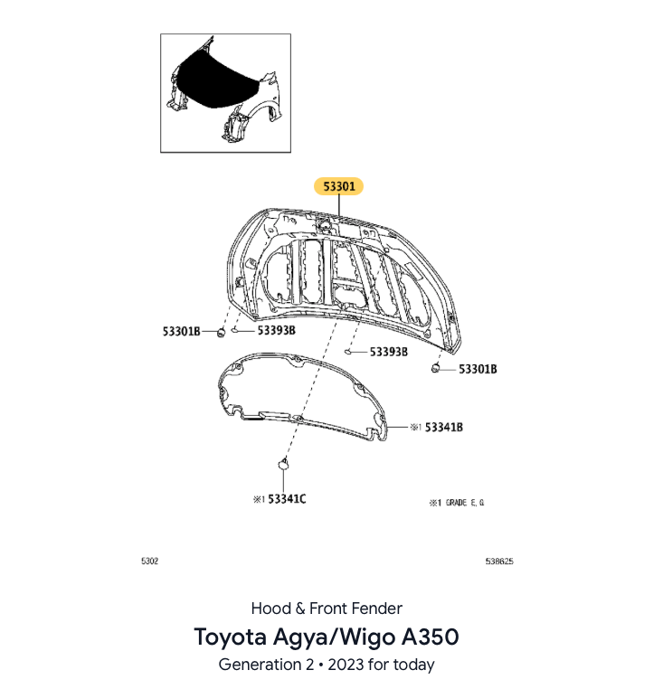 Tapa de Motor. Toyota Agya 2024-2026