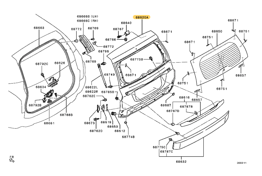 Compuerta Trasera. Mitsubishi Montero Sport 2015-2021