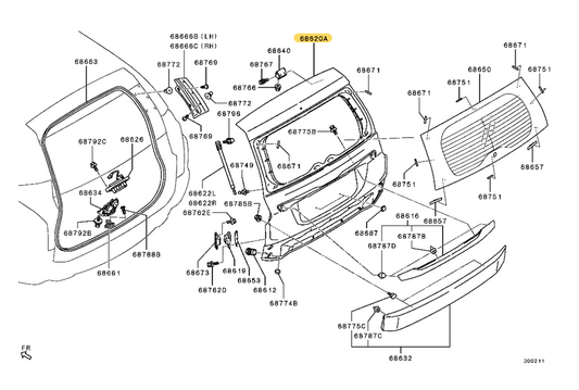 Compuerta Trasera. Mitsubishi Montero Sport 2015-2021