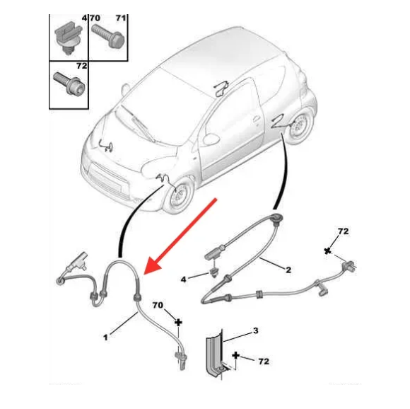 Sensor ABS Delantero. Peugeot 107 2005-2014