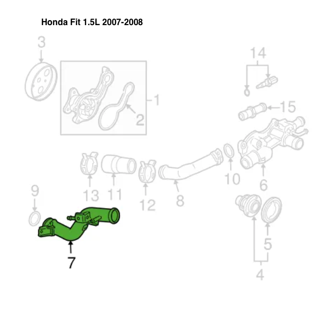 Tuberia de Toma de Agua Honda Fit 2007-2008
