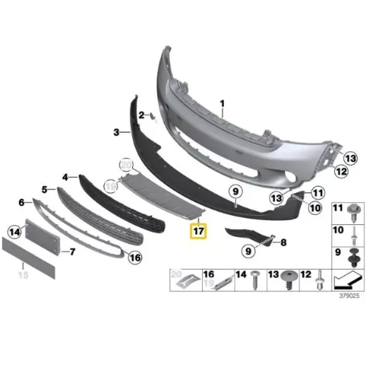Embellecedor Plateado Defensa Delantera. Mini Cooper Countryman 2011-2017