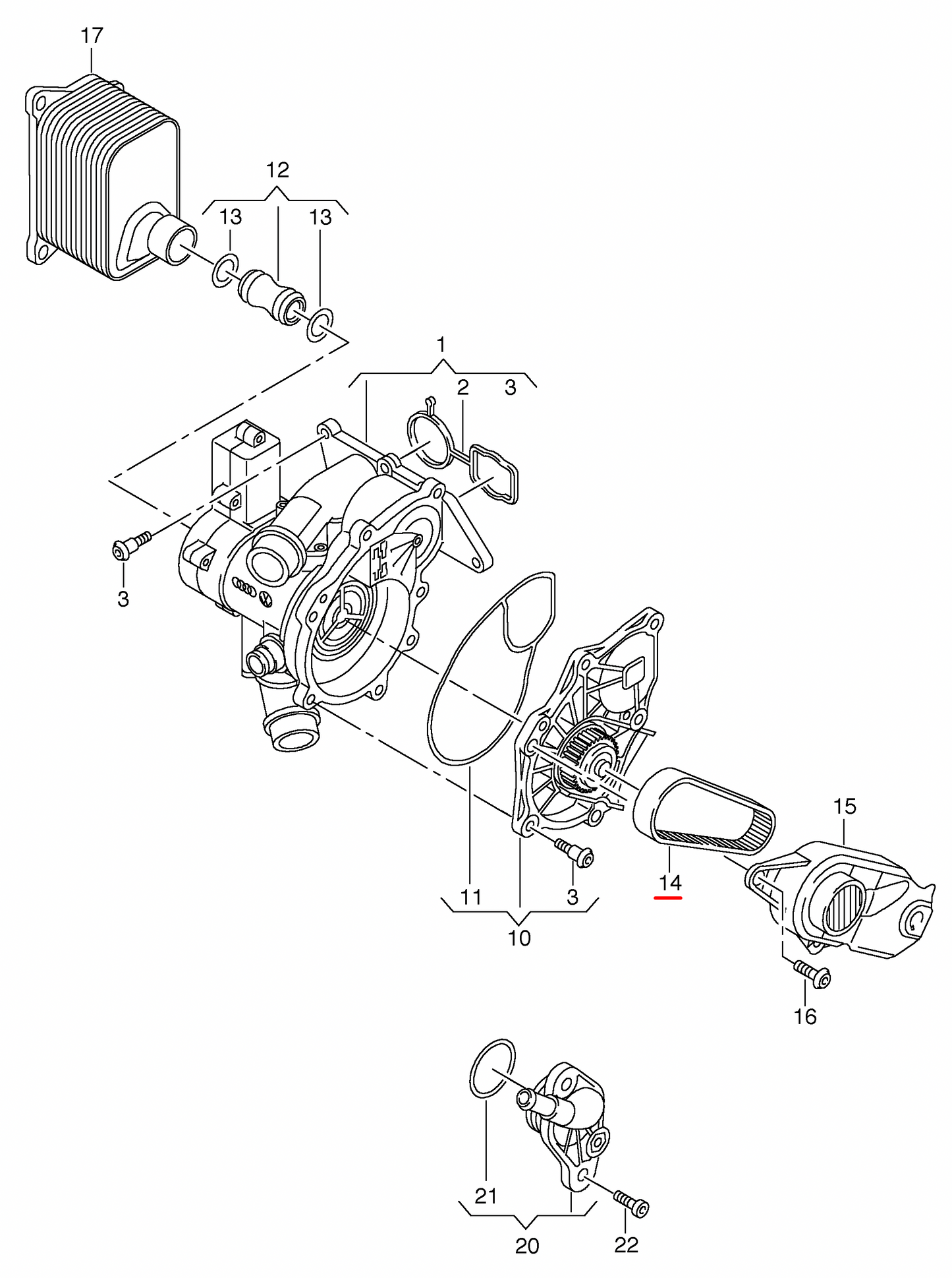 Correa de Bomba de Agua. VW Audi 2013-2024