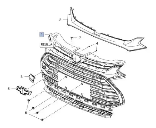 Parilla Frontal. Chevrolet Tracker 2021-2024