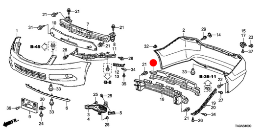 Refuerzo Absorbedor de Impactos Defensa Trasera (Foam). Honda Accord 2008-2012