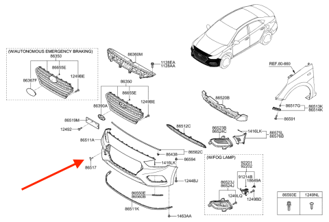 Cubierta Gancho de Remolque Defensa Delantera. Hyundai Accent 2018-2022