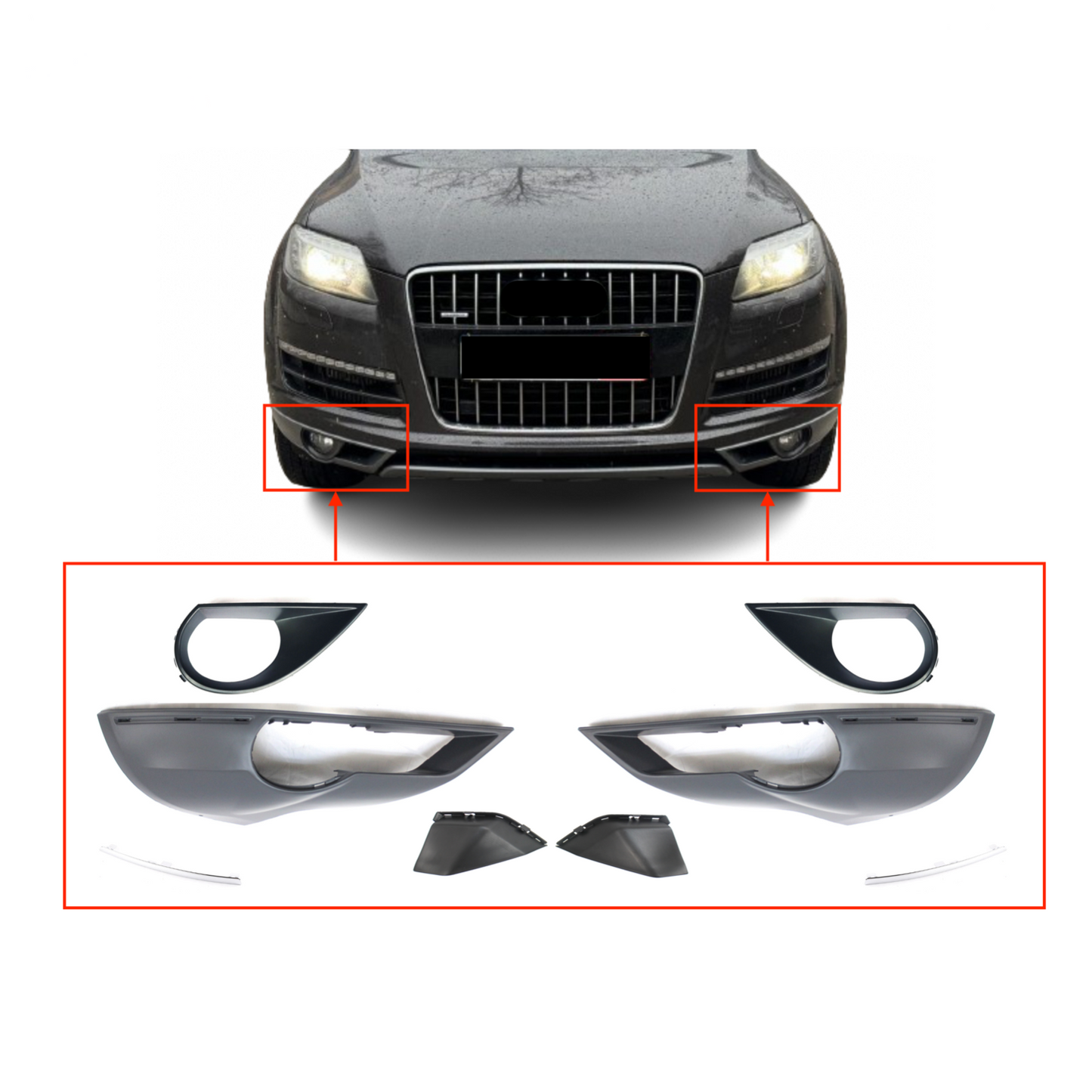 Molduras Inferiores Defensa Delantera. Audi Q7 2010-2015 Sin S-Line