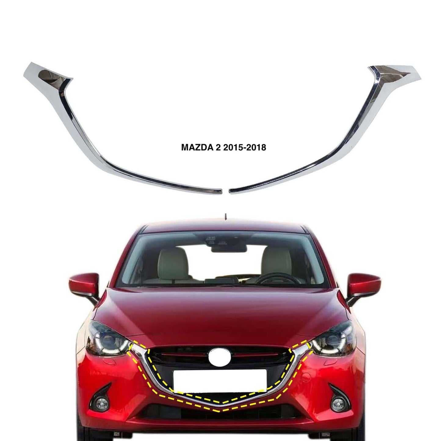 Moldura Cromada Parrilla Frontal. Mazda 2 2015-2018