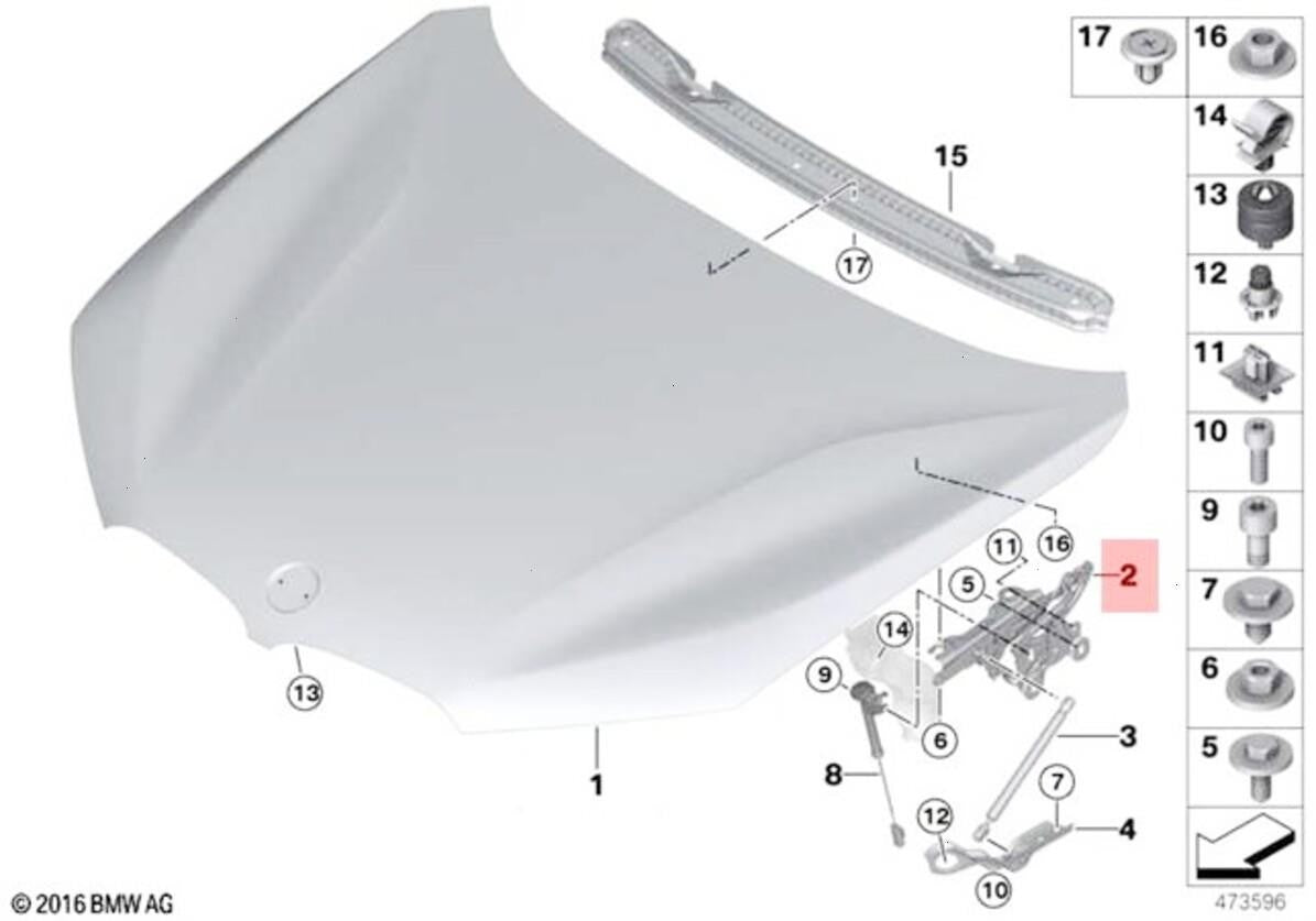 Bisagras de Tapa de Motor. BMW X1 F48 2016-2022