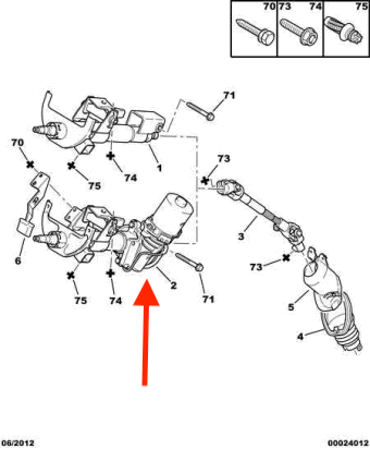 Columna de Dirección Electro Asistida (Remanufacturada). Peugeot 107 2005-2014