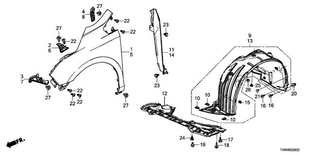 Guardafango Delantero. Honda Odyssey 2018-2024