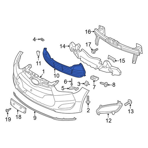 Parrilla Inferior Defensa Delantera Original. Hyundai Veloster 2012-2017