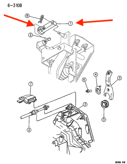 Clutch pedal adjuster. Dodge Neon 1995-2000