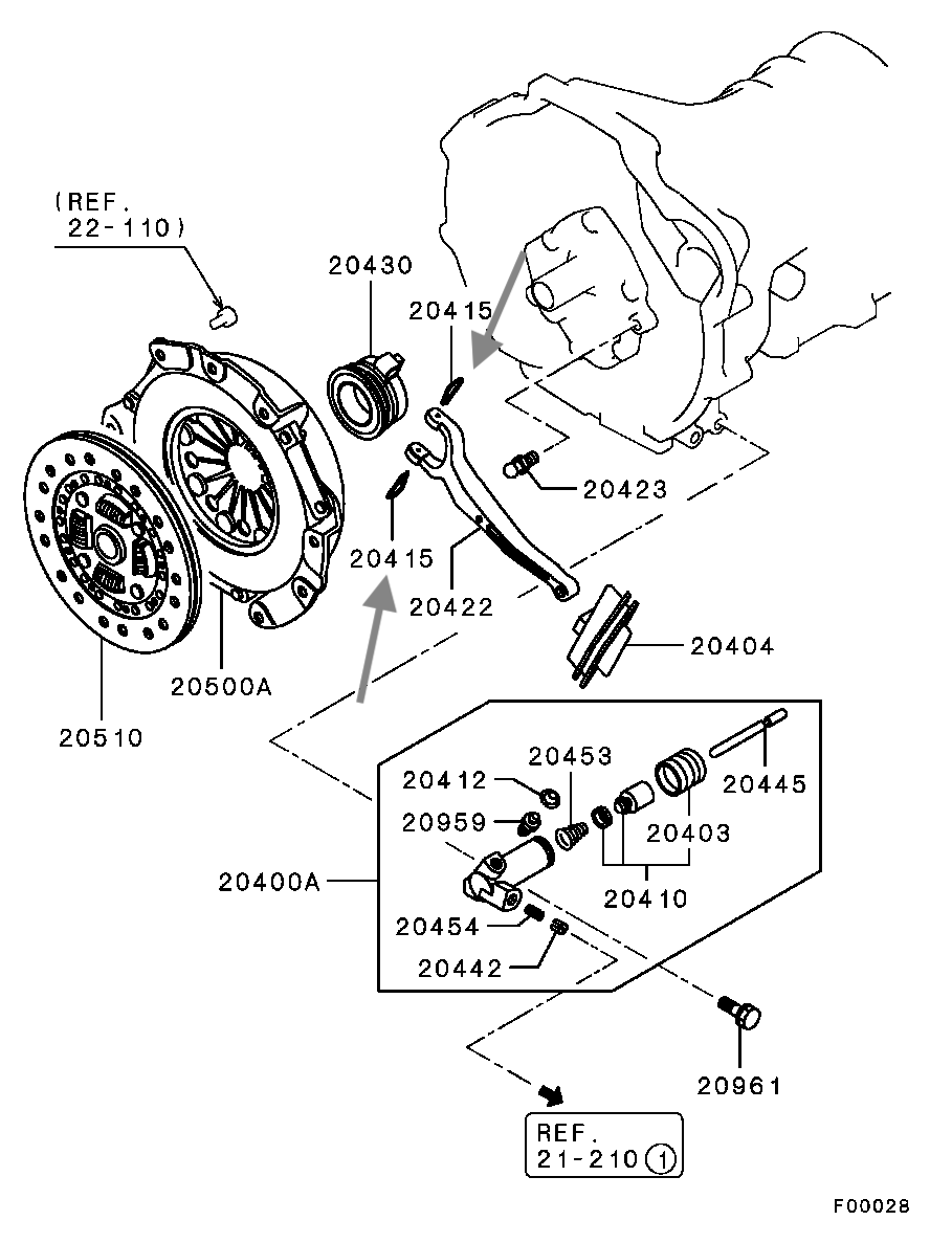 CLIP (x4), Soporte de Liberación de Embrague. Mitsubishi L200 1997-2001
