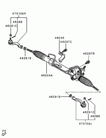 Steering rack. Mitsubishi L200 / Nativa / Montero Sport