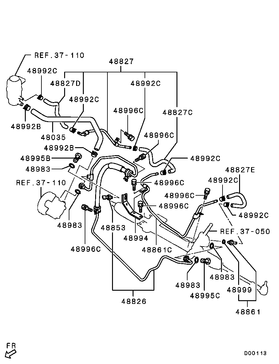 Manguera de línea de presión de dirección asistida. Mitsubishi Outlander 2007-2013 V6 3.0L