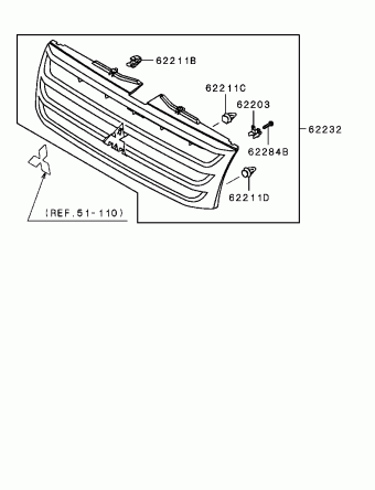 Parrilla Frontal. Mitsubishi Montero iO 1998-2005 H77W