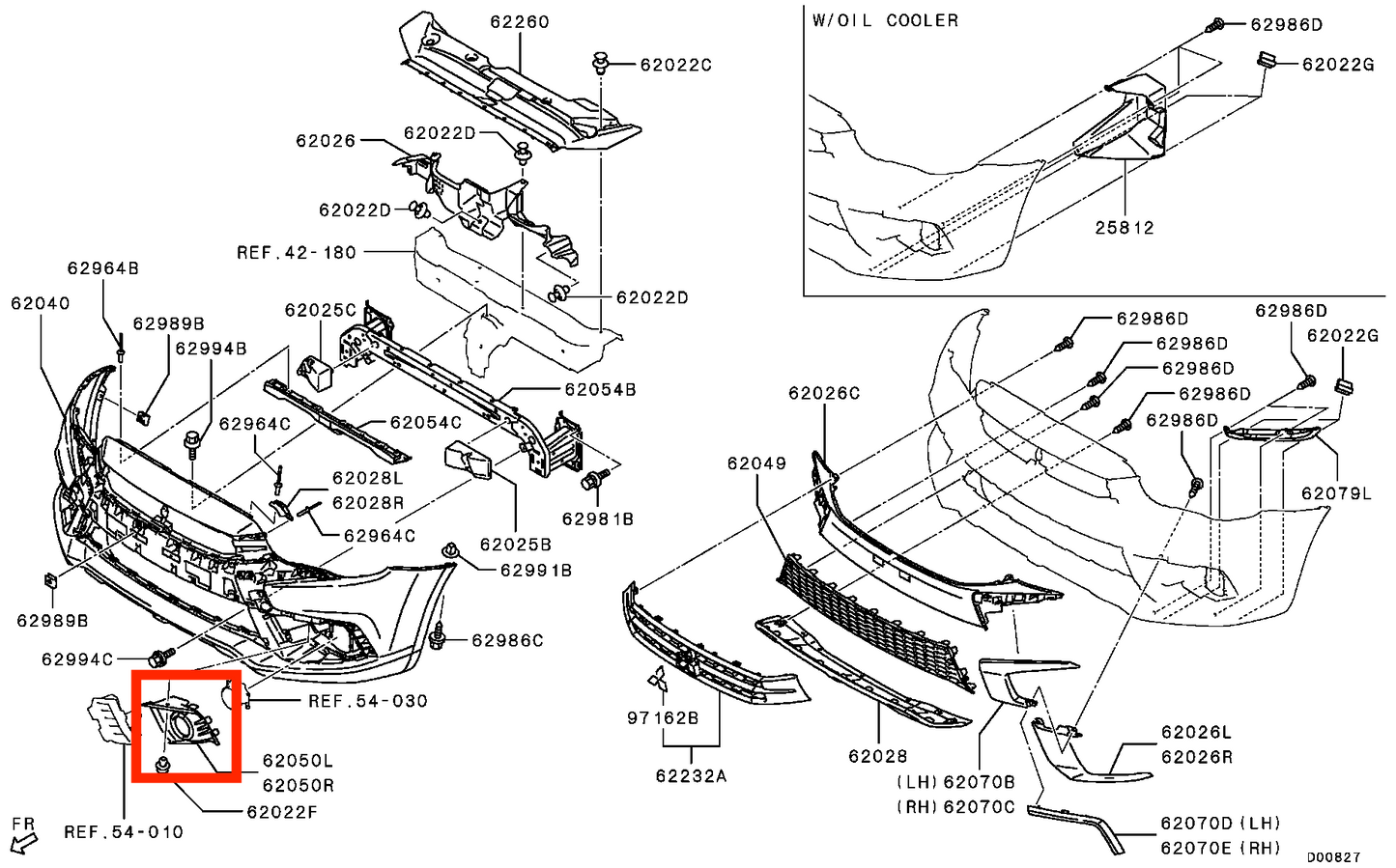 Fog Lamp Bezel (with DRL version). Mitsubishi ASX 2016-2019