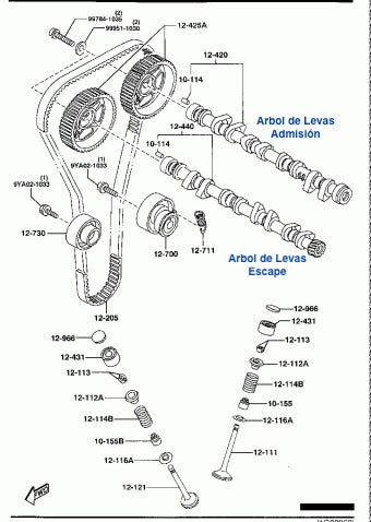 Árboles de Levas (Originales). Mazda 626 1998-2002 2.0L DOHC