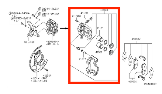 Calipers de Frenos Delanteros. Nissan Frontier D22 1998-2004