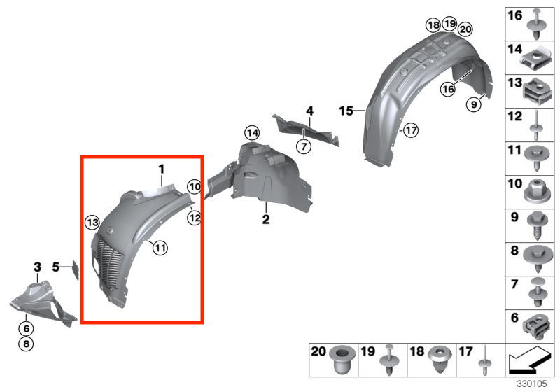 Guardabarro Frontal Rueda Delantera. BMW X5 F15 2014-2018