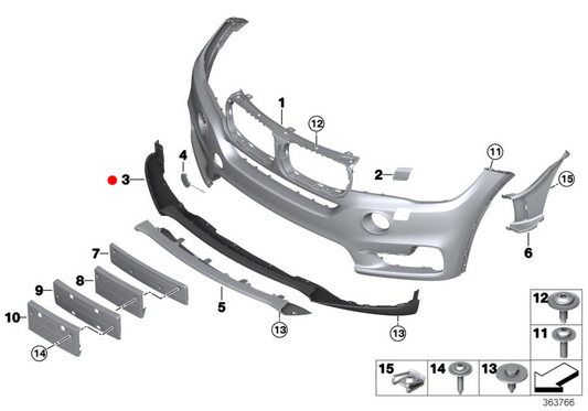 Spoiler inferior de Defensa Delantera. BMW X5 2014-2018 (Sin Paquete M)
