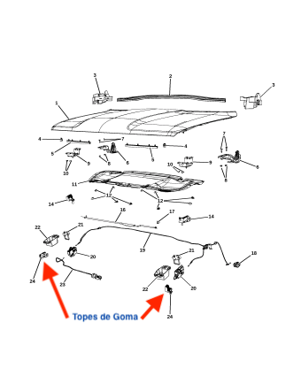 Tope de Goma de Tapa de Motor. Jeep Renegade 2015-2025