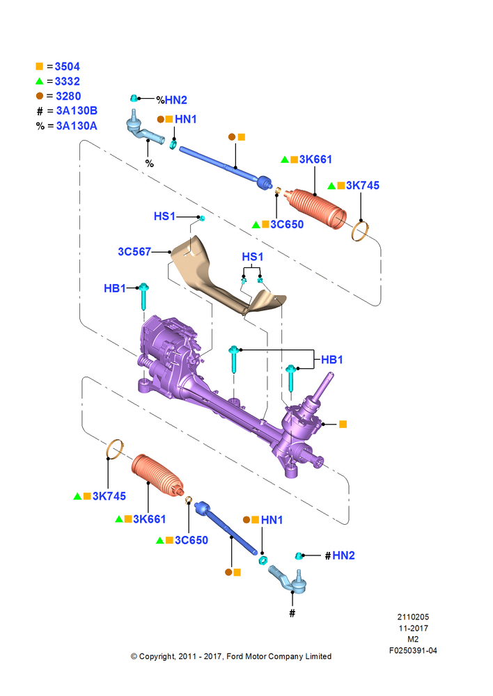 Electro-Assisted Steering Rack. Ford Escape 2012-2018