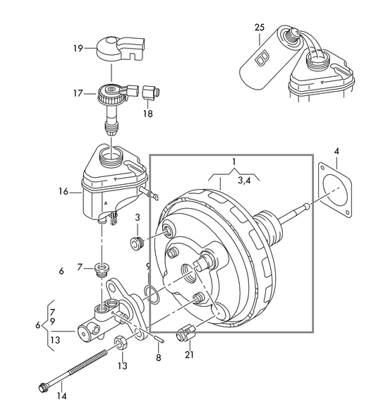 Servo Front (Brake Booster). AUDI Q7 2007-2015