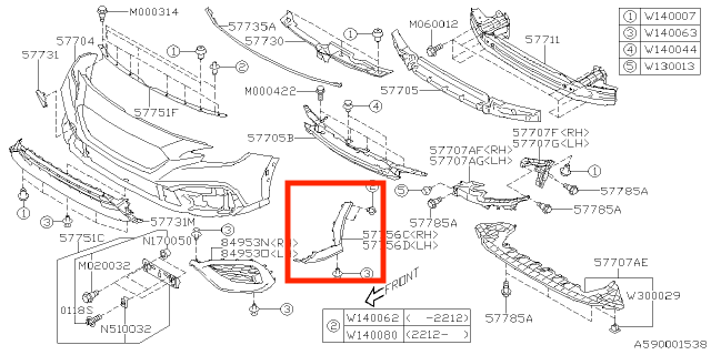 Front Bumper Side Molding. Subaru WRX 2022-2025
