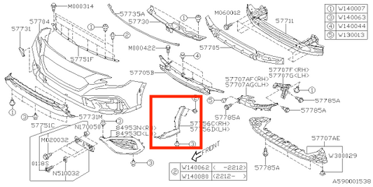 Front Bumper Side Molding. Subaru WRX 2022-2025