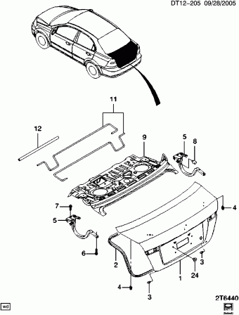 Bisagra de Tapa de Baúl. Chevrolet Aveo 2007-2013 Sedán T250