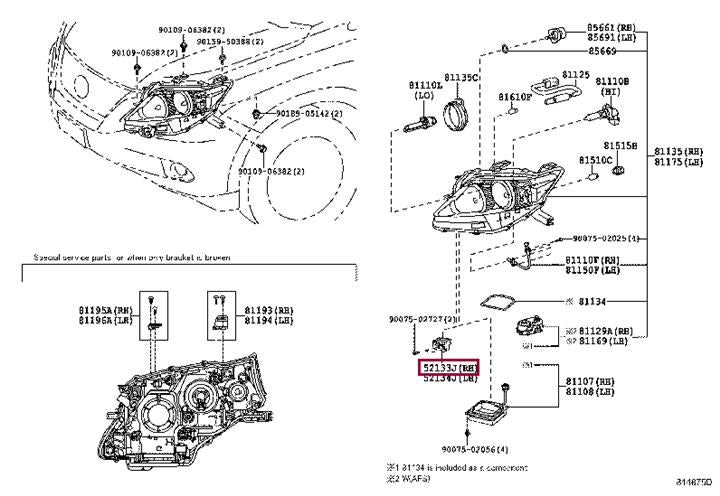 Bracket (Soporte) Faro Delantero. Lexus RX 2013-2015
