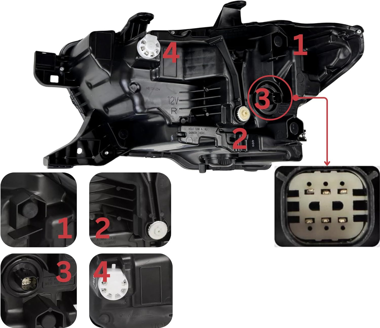 Conector Hembra Faro Delantero. Toyota Tacoma 2020-2023