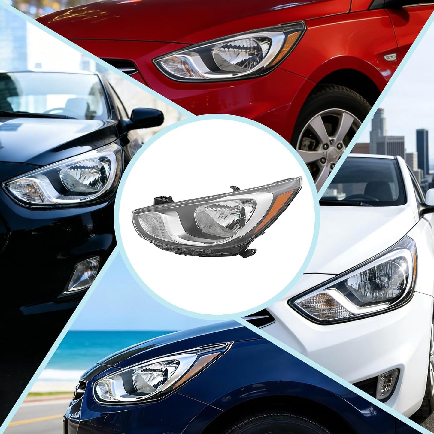 Faro Delantero (Especificación Americana). Hyundai Accent 2012-2014