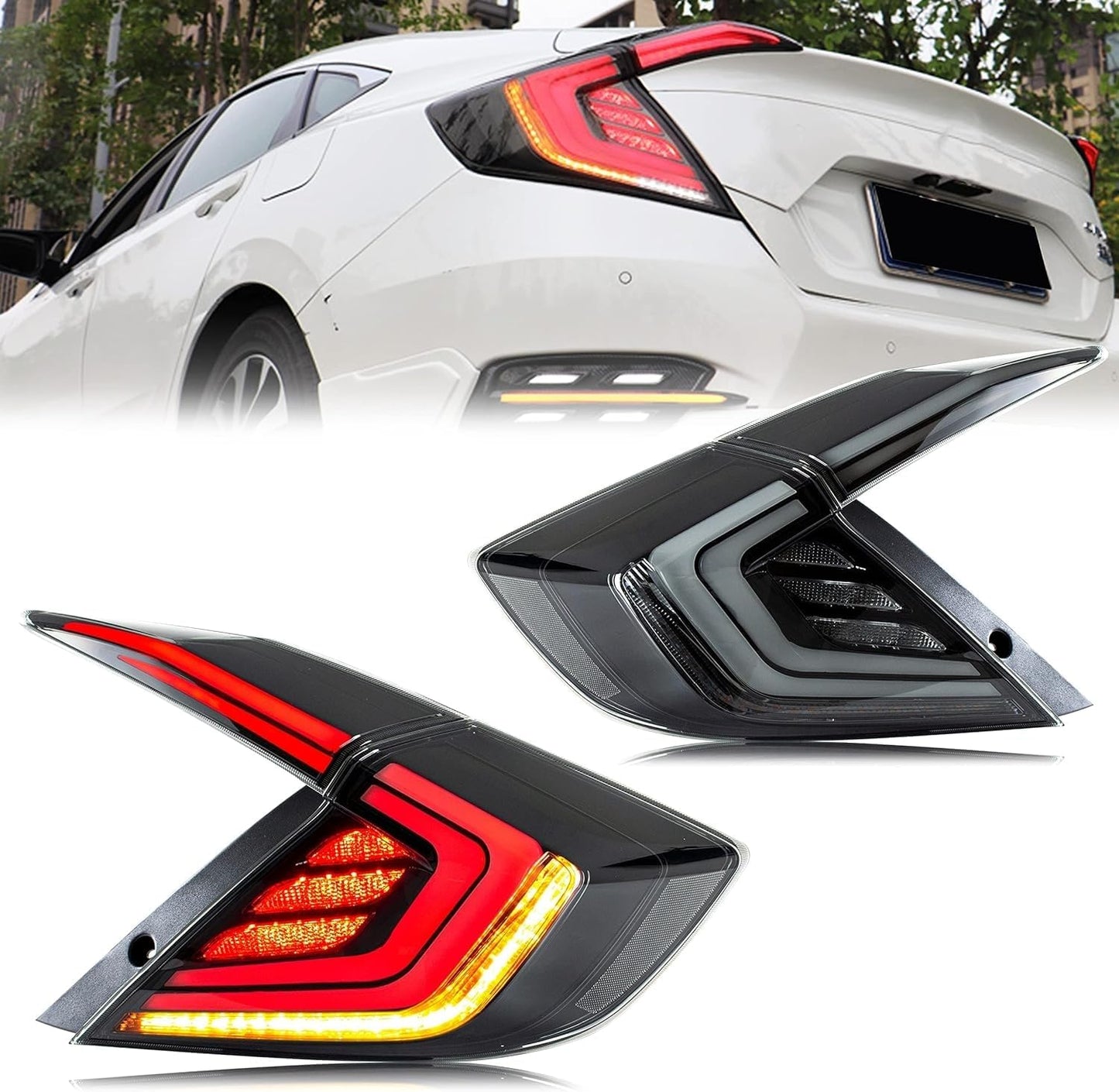 Faros traseros LED. Honda Civic 10Th Gen Sedan 2016-2021 DRL (Freno Intermitente)
