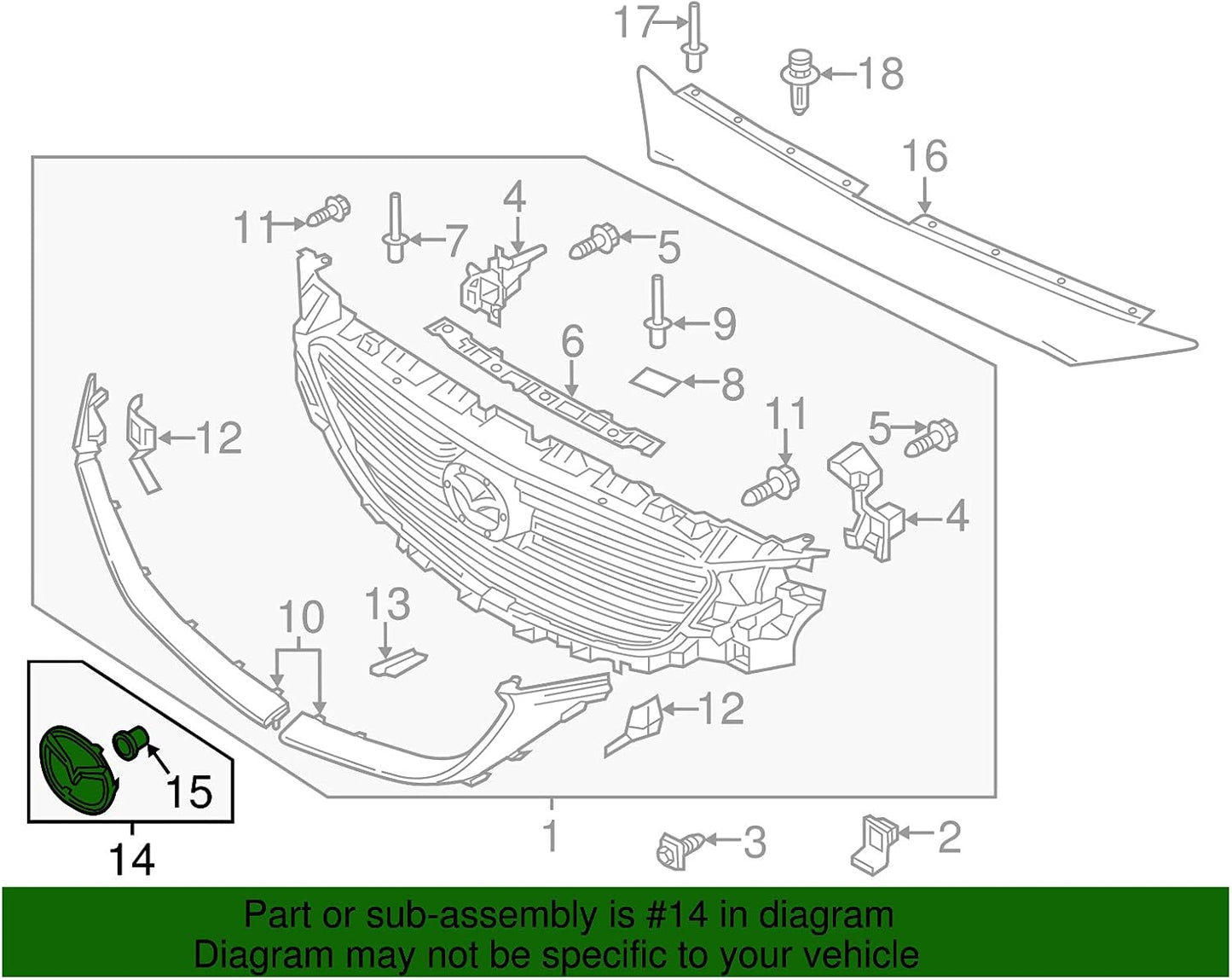 Logo Mazda Parrilla Frontal. Mazda CX-5 CX-9 2016-2025