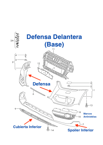 Defensa Delantera Versión Base). Audi Q3 2011-2014