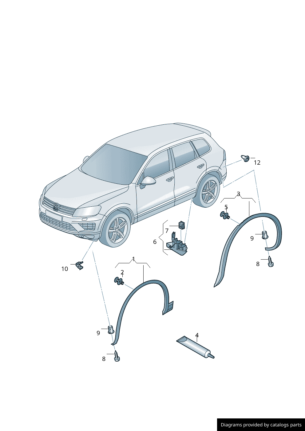 Moldura Guardafango Delantero. Volkswagen Touareg 2011-2018
