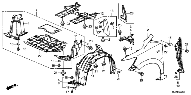 Guardafango Delantero. Honda Fit 2015-2020