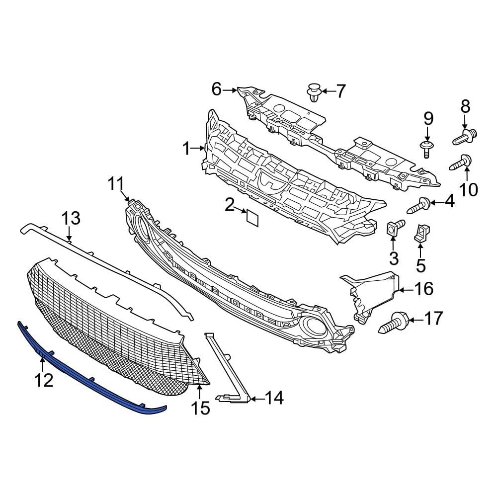 Moldura Cromada Inferior Parrilla Frontal. Toyota Yaris iA 2019-2020
