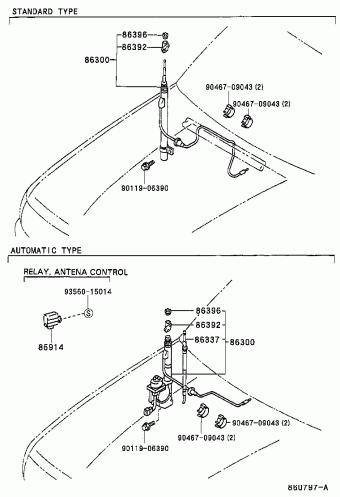 Antena Tipo Automática. Toyota 4Runner 1996-2002