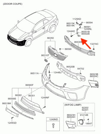 Soporte Superior Lateral de Defensa Delantera. Kia Cerato 2010-2016