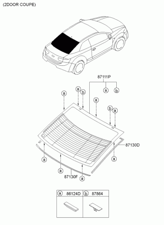 Rear Windshield. Kia Cerato Koup 2010-2013